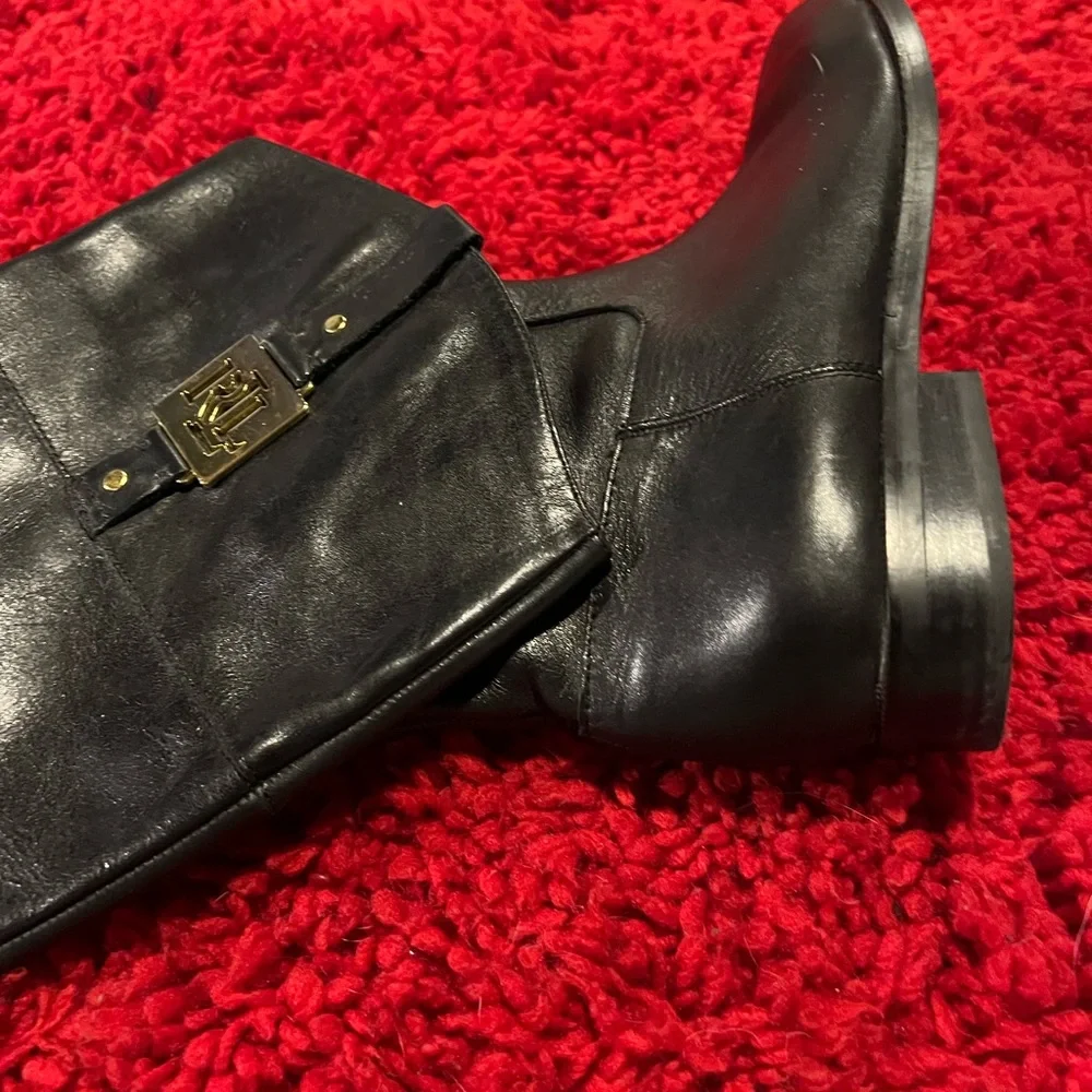 RLL Ralph Lauren black leather riding boots. Size 8 - Picture 6 of 7
